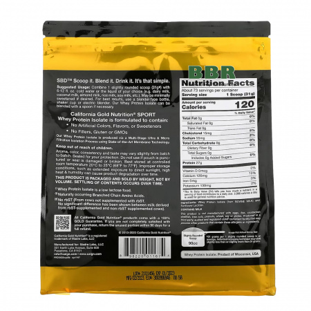 Whey Protein Isolate 2270g, California GOLD Nutrition