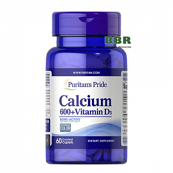Calcium Carbonate 600mg + Vitamin D3 125iu 60 Tabs, Puritans Pride