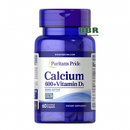 Calcium Carbonate 600mg + Vitamin D3 125iu 60 Tabs, Puritans Pride