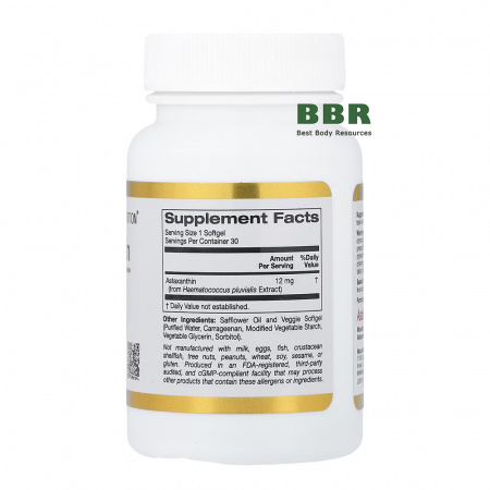 Astaxanthin 12mg 30 Veg Softgels, California GOLD Nutrition