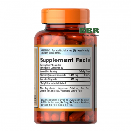 Quercetin 250mg plus Vitamin C 700mg 100 Caps, Puritans Pride