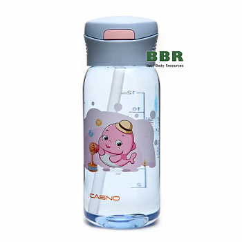 Бутылка для воды с трубочкой KXN-1195 Дельфин 400ml, Casno