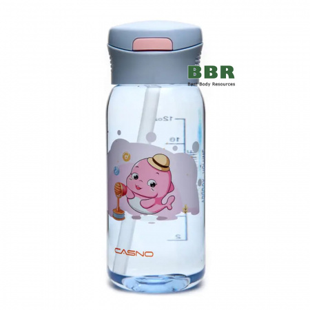 Бутылка для воды с трубочкой KXN-1195 Дельфин 400ml, Casno