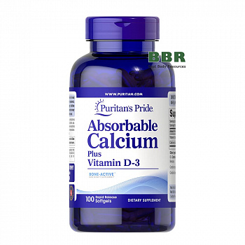 Absorbable Calcium 1300mg plus Vitamin D3 1000iu 100 Softgels, Puritans Pride