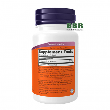 CoQ10 100mg 50 Softgels, NOW Foods