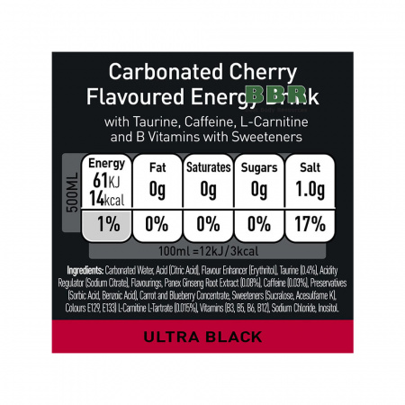 Monster Energy Ultra Black Zero Sugar 500ml, Monster