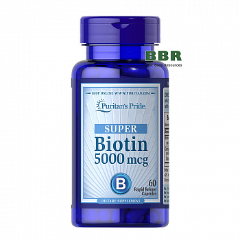 Biotin 5000mcg 60 Caps, Puritan`s Pride