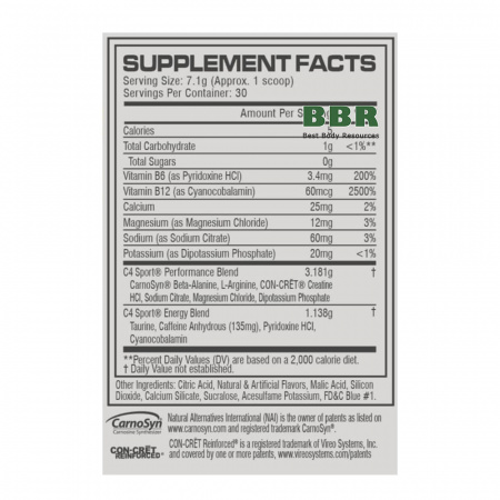 C4 Sport 270g 30 Servings, Cellucor