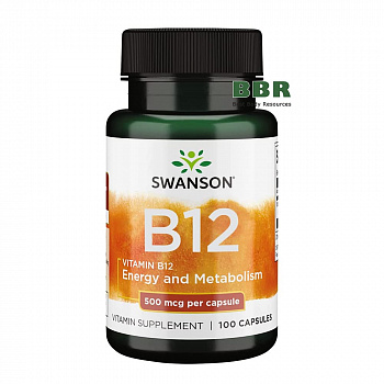 Vitamin B12 500mcg 100 Caps, Swanson