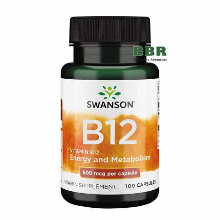 Vitamin B12 500mcg 100 Caps, Swanson Vitamin B12 500mcg 100 Caps, Swanson
