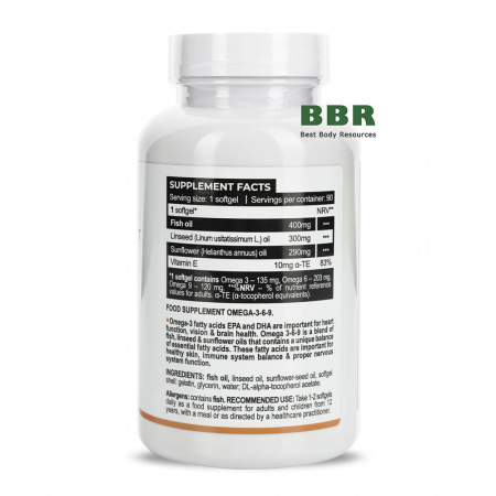 Omega 3 6 9 90 Softgels, Progress Nutrition