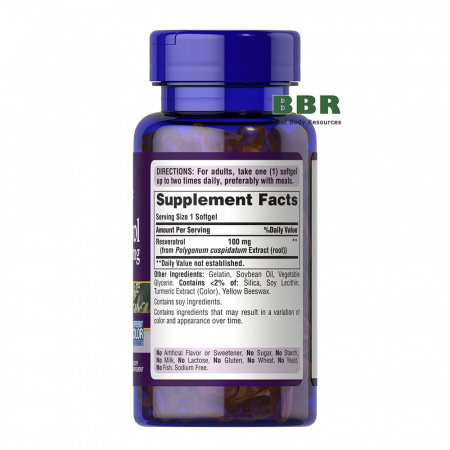 Resveratrol 100mg 120 Softgels, Puritans Pride