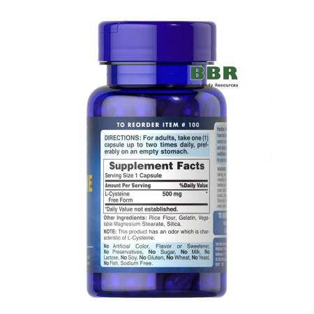 L-Cysteine 500mg Free Form 50 Caps, Puritans Pride