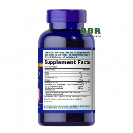 Double Strength Omega 3 1200mg 180 Softgels, Puritans Pride