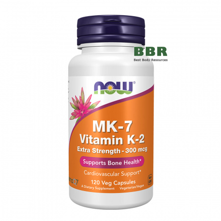 MK-7 Vitamin K-2 300mcg 120 Veg Caps, NOW Foods