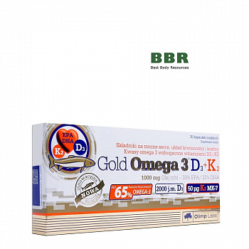 Gold Omega 3 65% D3 + K2 30 Softgels, Olimp