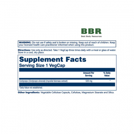 Cordyceps 520mg 100 Veg Caps, Solaray