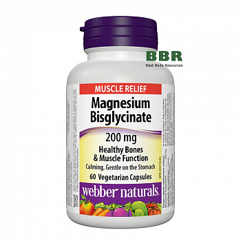 Magnesium Bisglycinate 200mg 60 Veg Caps, Webber Naturals