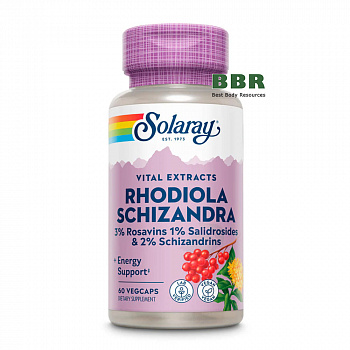 Vital Extracts Rhodiola Schizandra 500mg 60 Veg Caps, Solaray