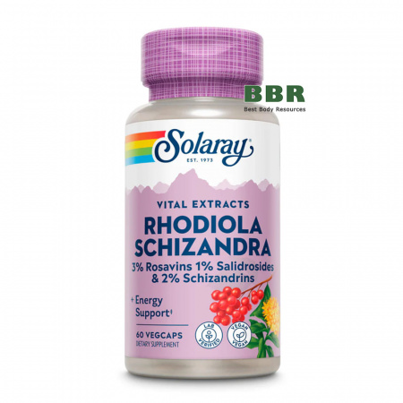 Vital Extracts Rhodiola Schizandra 500mg 60 Veg Caps, Solaray