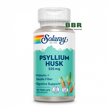 Psyllium Husk 525mg 100 Veg Caps, Solaray