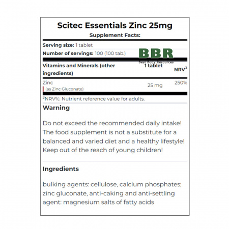 Zinc 25mg 100 tabl, Scitec Nutrition