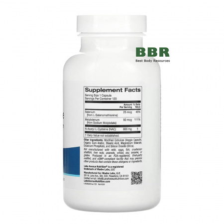 NAC N-Acetyl-L-Cysteine with Selenium 120 Veg Caps, Lake Avenue