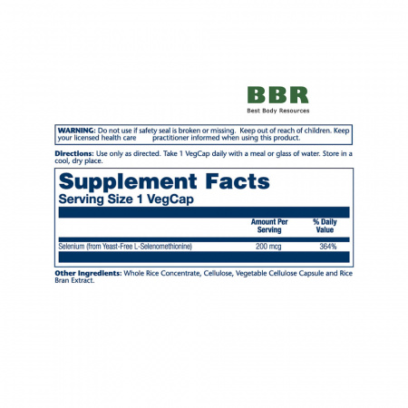 Yeast-Free Selenium 200mcg 90 Veg Caps, Solaray