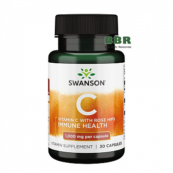 Vitamin C 1000mg with Rose Hips 30 Caps, Swanson