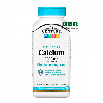 Calcium 1200mg Plus D3 10mcg  90 Softgels, 21st Century