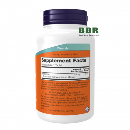 Magnesium Malate 1000mg 180 Tabs, NOW Foods