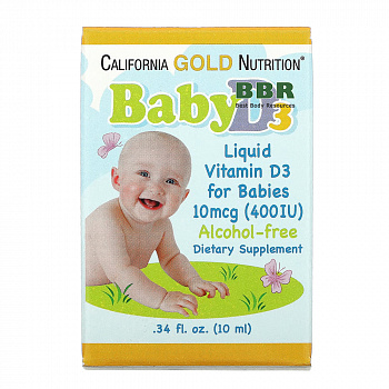 Liquid Vitamin D3 for Babies 400iu 10ml, California GOLD Nutrition