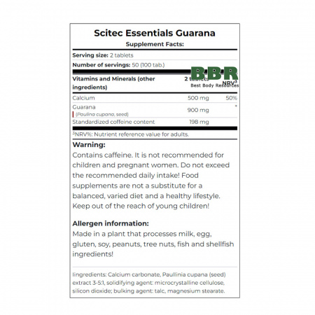 Super Guarana with Calcium 100 Tabs, Scitec Nutrition