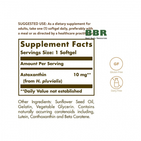 Astaxanthin 10mg 30 Softgels, Solgar