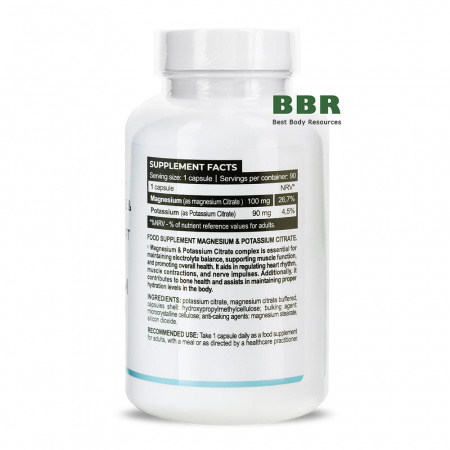 Magnesium Potassium Citrate 90 Caps, Progress Nutrition