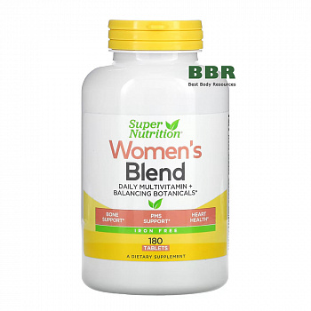 Womens Blend Daily Multivitamin + Balancing Botanicals 180 Tabs, Super Nutrition