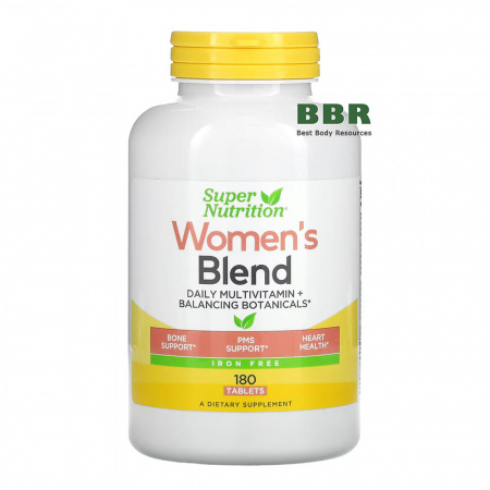 Womens Blend Daily Multivitamin + Balancing Botanicals 180 Tabs, Super Nutrition Womens Blend Daily Multivitamin + Balancing Botanicals 180 Tabs, Super Nutrition