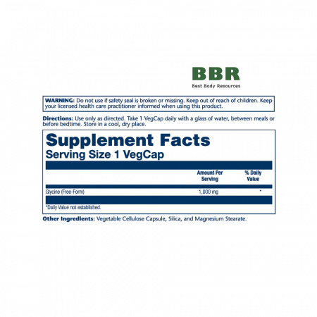 Glycine 1000mg 60 Veg Caps, Solaray