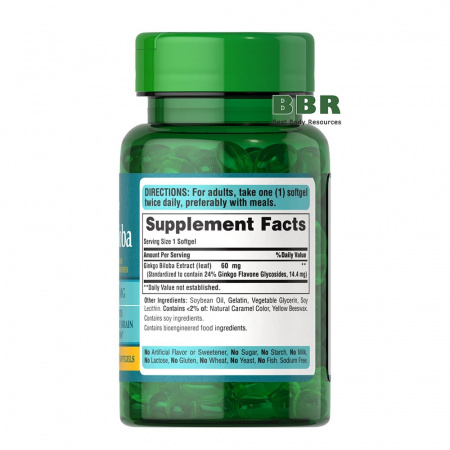 Ginkgo Biloba 60mg 120 Softgels, Puritans Pride