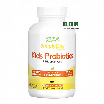 SimplyOne Kids Probiotics 5 Billion CFU 90 Chewable Tabs, Super Nutrition