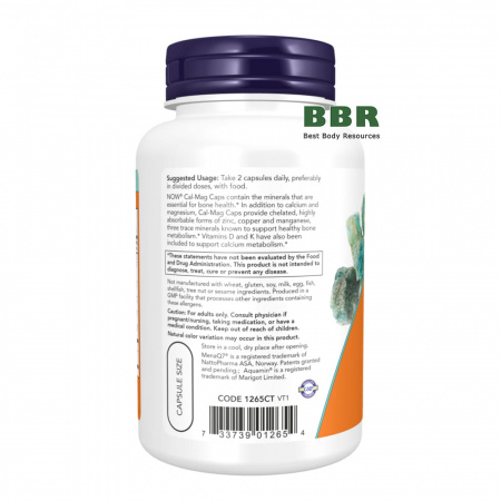 Cal-Mag With Minerals 120 Caps, NOW Foods