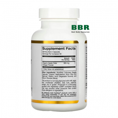 Apple Cider Vinegar 180 Veg Caps, California GOLD Nutrition