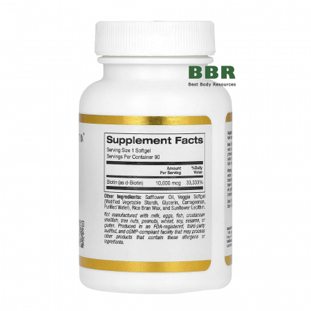 Biotin 10000mcg 90 Softgels, California GOLD Nutrition