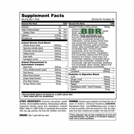 Animal Greens Pak 30 Packs, Universal