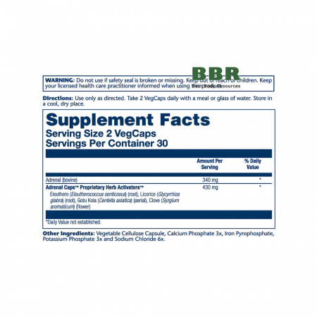 Freeze-Dried Adrenal Caps with Herb Activators 60 Veg Caps, Solaray