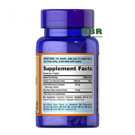 Vitamin C-500 with Bioflavonoids and Rose Hips 30 Tabs, Puritans Pride Vitamin C-500 with Bioflavonoids and Rose Hips 30 Tabs, Puritans Pride