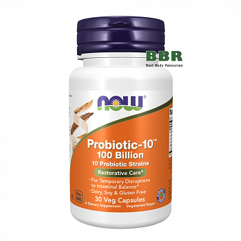 Probiotic-10 100 Billion 30 Veg Caps, NOW Foods