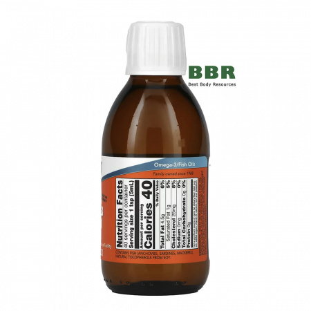 Omega 3 Fish Oil Lemon Flavored 200ml, NOW Foods