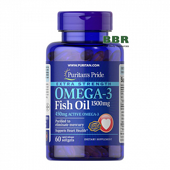 Extra Strength Fish Oil 1500mg (450mg Omega 3) 60 Softgels, Puritans Pride
