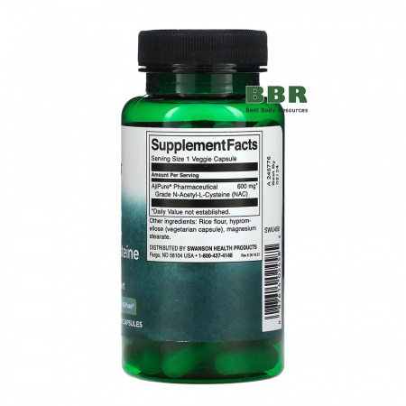 N-Acetyl L-Cysteine 600mg 60 Veg Caps, Swanson N-Acetyl L-Cysteine 600mg 60 Veg Caps, Swanson